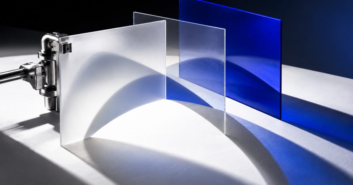 Translucent acrylic planes casting overlapping curved shadows onto white paper